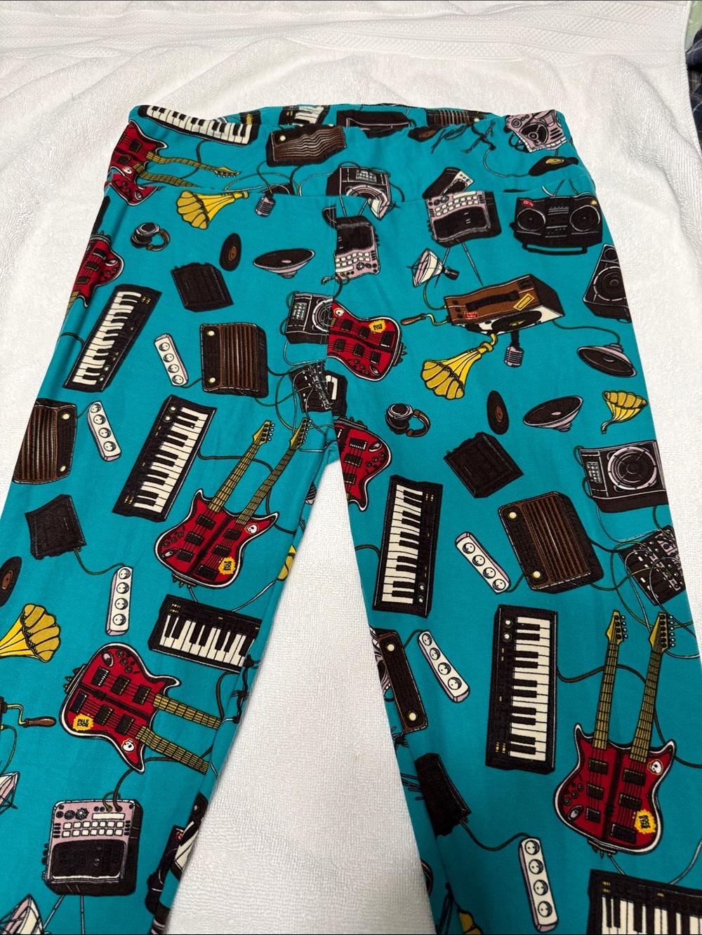 Women’s Teal Music Print Leggings - Lularoe